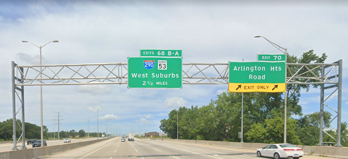 I-90 West Exit 70 to Arlington Heights Road (Image capture July 2022 ©2022 Google)
