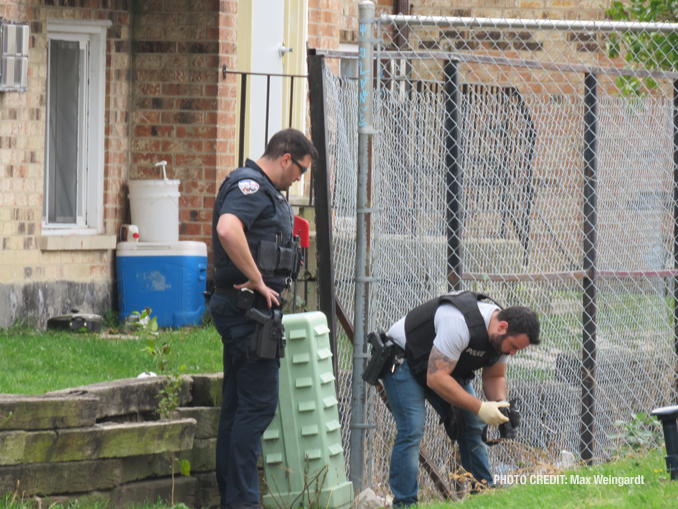 Prospect Heights police gathering evidence at the scene of a fatal shooting of a teen age boy in the block of 500 Piper Ln., Prospect Heights.