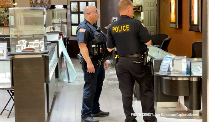 Vernon Hills police investigating a smash and grab armed robbery at Z Fine Jewelry Store in Hawthorn Mall (PHOTO CREDIT: Joe Schuman/CapturedNews)