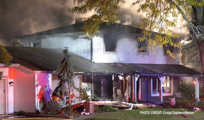 House fire scene at Golf Road and Cambridge Drive east of Milwaukee Avenue in Libertyville (PHOTO CREDIT: Craig/CapturedNews)