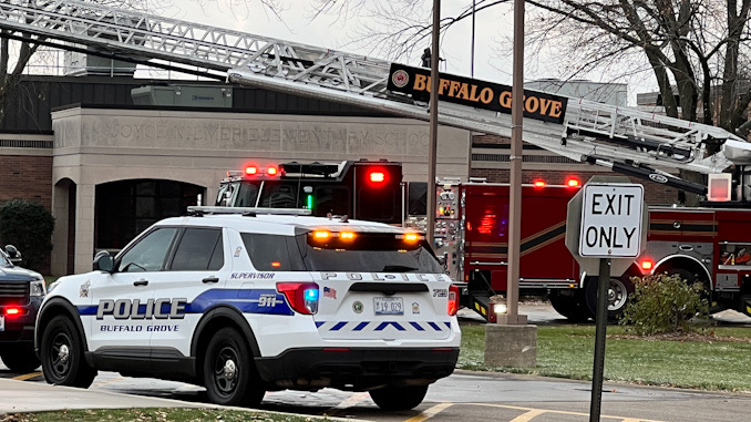 Firefighters at the scene of a smoke investigation at Joyce Kilmer Elementary School.