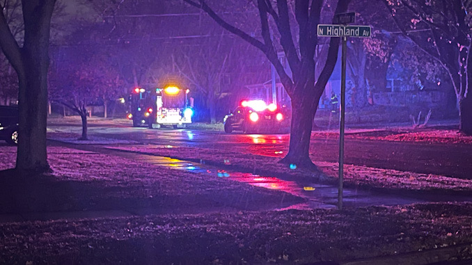 Police and firefighters checking on the status of power lines and a transformer near Marion Street and Highland Avenue, Chestnut Avenue in Arlington Heights around 8:15 p.m. Tuesday, November 15, 2022.