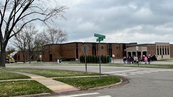 Students evacuated from the school building while firefighters investigated the source of smoke coming from vents at the school on Thursday, November 17, 2022