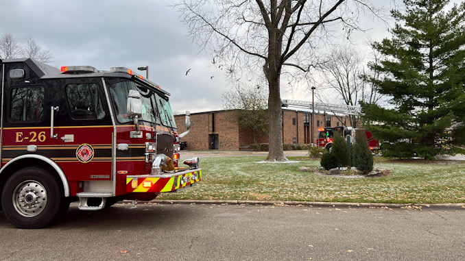 Firefighters at the scene of a smoke investigation at Joyce Kilmer Elementary School.