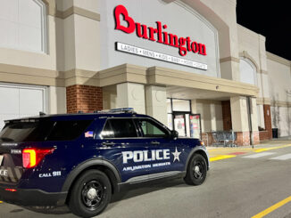 Arlington Heights police SUV parked in front of the Burlington store after a reported assault of a customer just before 6:30 p.m. Sunday, November 13, 2022