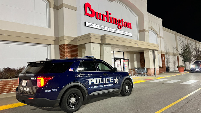 Arlington Heights police SUV parked in front of the Burlington store after a reported assault of a customer  just before 6:30 p.m. Sunday, November 13, 2022