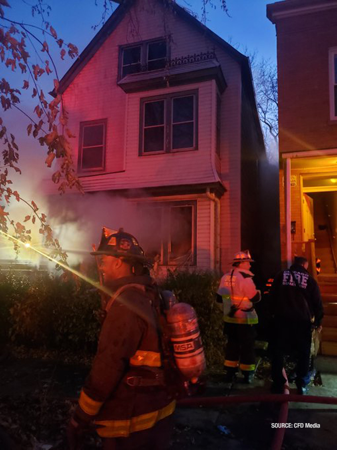Fatal house fire on Sawyer Avenue in Chicago, where a fatality occurred on Tuesday, November 22, 2022 (SOURCE: CFD Media)