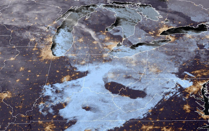 Sunday, November 13, 2022 at 7:46 p.m. clouds clearing and dissipating to the east (SOURCE: CIRA/NOAA)