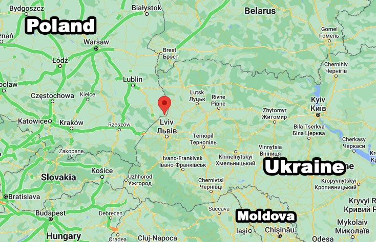 Poland, Ukraine, Moldova (Map data ©2022 Google)