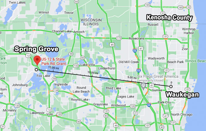 Region of Spring Grove Police Pursuit November 27, 2022 (SOURCE: Map data ©2022 Google)