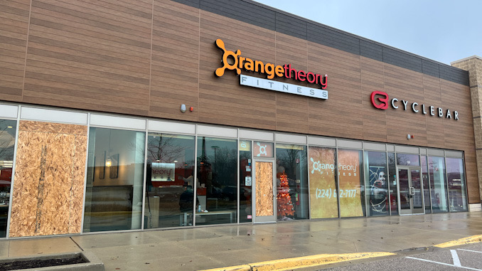 Window to Brunch Café and glass door to Orange Theory Fitness broken overnight in commercial burglaries early Wednesday, December 14, 2022.