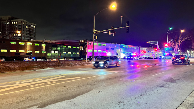 Car crash with Metra train at Arlington Heights Road and Northwest Highway on Thursday, December 8, 2022.