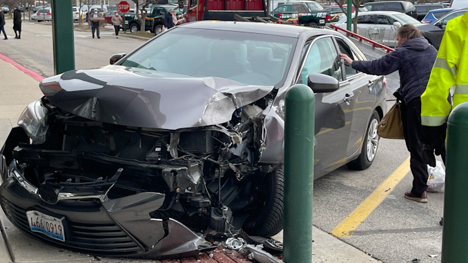 A bollard at the front of Menards protects customers from injury or death, and protects Menards property from damage when a motorist left the designated lane in the parking lot and crashed