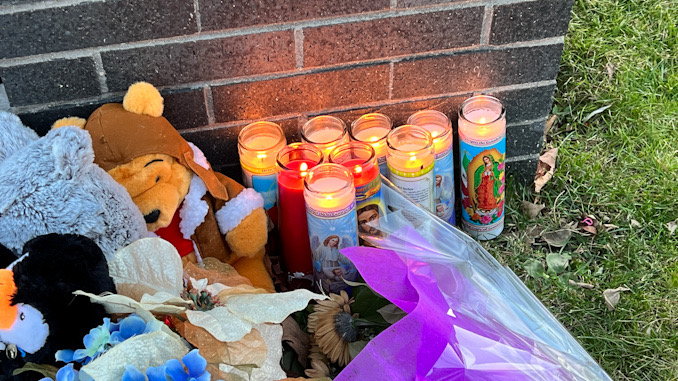 Roadside memorial for Vivian Kisliak, age 6; Vera Kisliak, age 36; and Amilia Kisliak, age 4