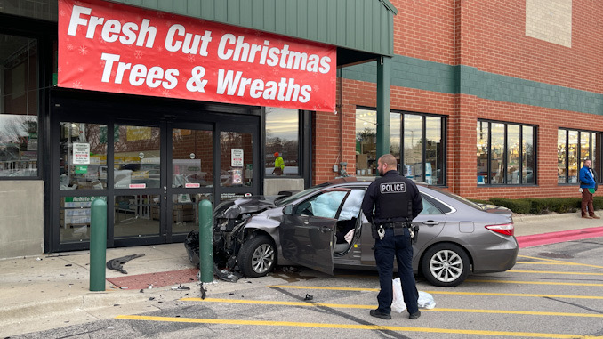 Crash scene at Menards, 740 East Rand Road, Mount Prospect, Friday, December 2, 2022