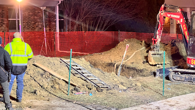 Photo at the scene of a fatal trench collapse on Aspen Drive in Buffalo Grove on Monday, December 12, 2022