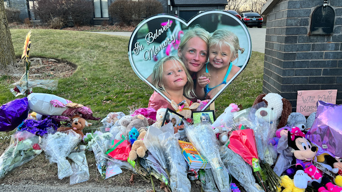 Roadside memorial for Vivian Kisliak, age 6; Vera Kisliak, age 36; and Amilia Kisliak, age 4