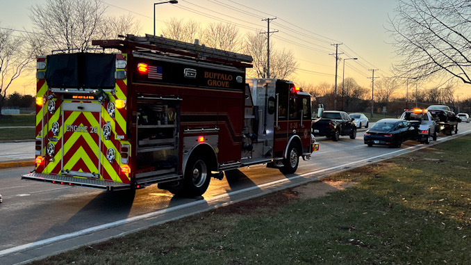 Crash scene at Buffalo Grove Road and Deerfield Parkway in Buffalo Grove Sunday afternoon December 4, 2022