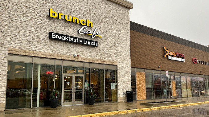 Window to Brunch Café and glass door to Orange Theory Fitness broken overnight in commercial burglaries early Wednesday, December 14, 2022.