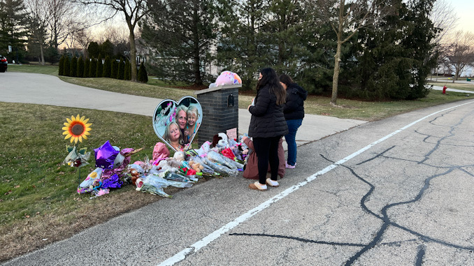 Roadside memorial for Vivian Kisliak, age 6; Vera Kisliak, age 36; and Amilia Kisliak, age 4