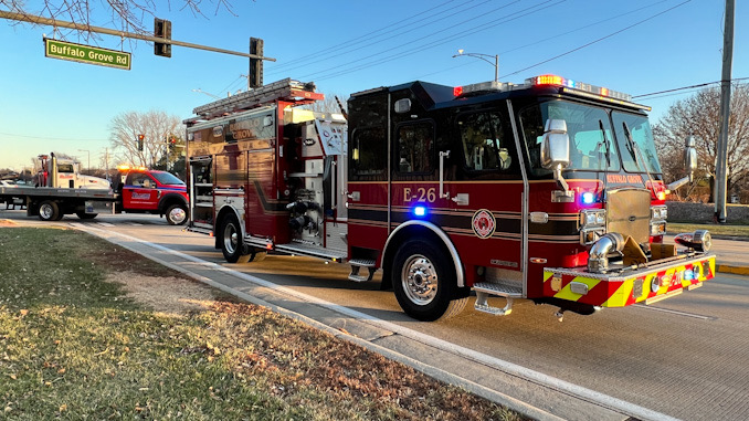 Crash scene at Buffalo Grove Road and Deerfield Parkway in Buffalo Grove Sunday afternoon December 4, 2022