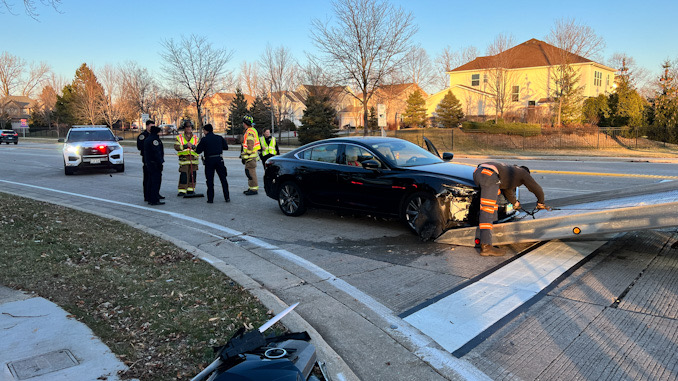 Crash scene at Buffalo Grove Road and Deerfield Parkway in Buffalo Grove Sunday afternoon December 4, 2022.