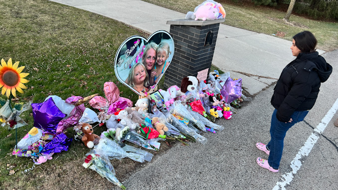 Roadside memorial for Vivian Kisliak, age 6; Vera Kisliak, age 36; and Amilia Kisliak, age 4