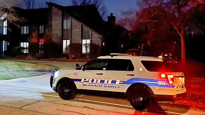 Buffalo Grove police assigned to keep the crime scene secure at a home in the 2800 block of Acacia Terrace in Buffalo Grove overnight Wednesday to Thursday (Nov. 30/Dec. 01, 2022)
