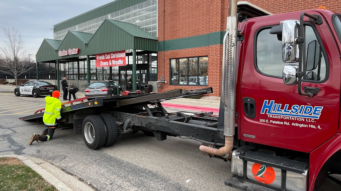 Crash scene at Menards, 740 East Rand Road, Mount Prospect, Friday, December 2, 2022