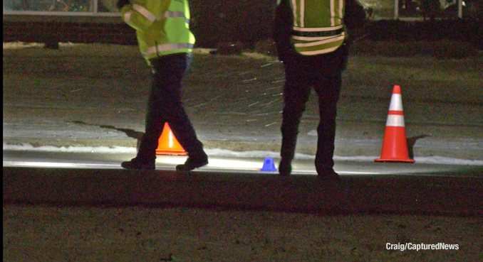 The scene of a fatal hit-and-run crash on Rand Road near LA Fitness Saturday night, December 17, 2022