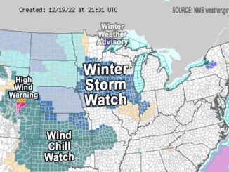 NWS map including Winter Storm Watch issued Monday December 19, 2022 for upcoming Thursday and Friday (SOURCE: National Weather Service)