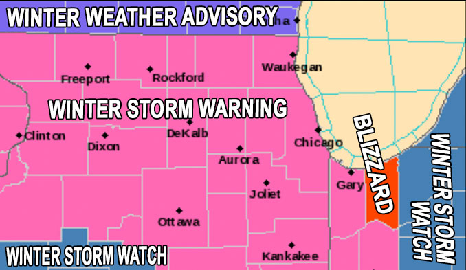 Winter Storm Warning December 21, 2022 at 1041 a.m. CST (SOURCE: NWS Chicago)