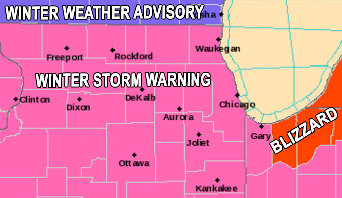 Winter Storm Warning December 21, 2022 update by 11:30 a.m. CST (SOURCE: NWS Chicago)