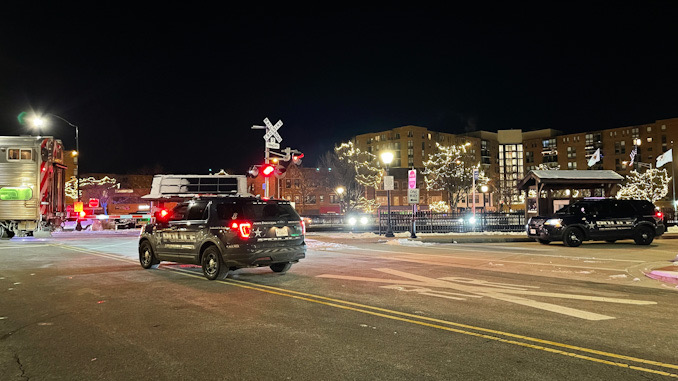 Metra Train #663 stopped across Dunton Avenue after striking a pedestrian about 11:28 p.m. Thursday, January 26, 2023