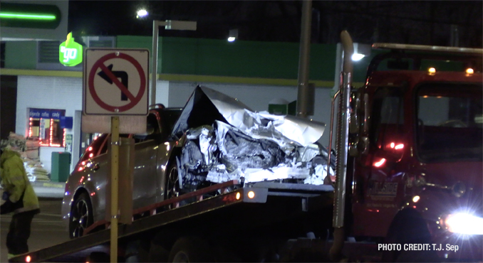 Crash scene at Algonquin Road and Busse Road on Friday, January 6, 2023 (PHOTO CREDIT: T.J. Sep)