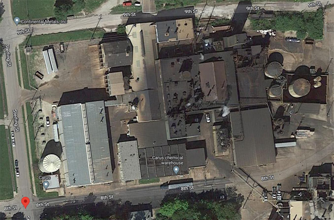 Satellite view of Carus Chemical LaSalle, Illinois (Imagery ©2023 CNES / Airbus, Maxar Technologies, U.S. Geological Survey, Map data ©2023)