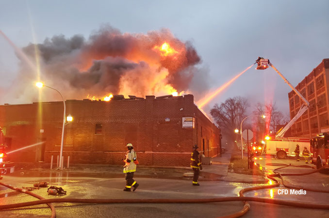 Factory fire at 4537 West Fulton Street in Chicago (SOURCE: CFD Media)