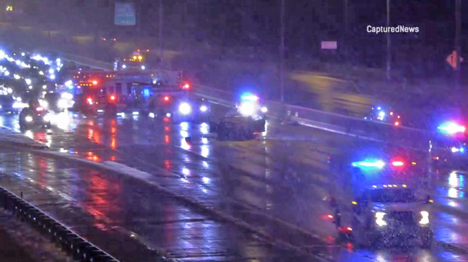 Fatal wrong-way driver crash in the northbound lanes of I-290 after a wrong-way  traveled southbound in the northbound lanes of Route 53 (PHOTO CREDIT: CapturedNews)