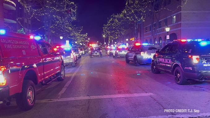 Vail Avenue looking north from Campbell Street after an apparent domestic disturbance expanded onto the street from Dunton Tower Apartment on Sunday, January 15, 2023.  (PHOTO CREDIT: T.J. Sep)