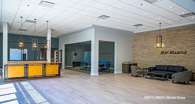 Office space at Bay Marine restored by Krusinski Construction (PHOTO CREDIT: Marian Kraus)