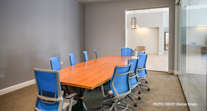 Office space at Bay Marine restored by Krusinski Construction (PHOTO CREDIT: Marian Kraus)