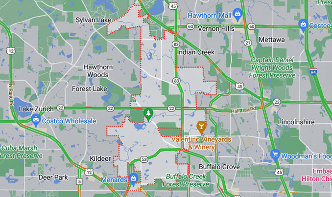 Long Grove area (Map data ©2023 Google)