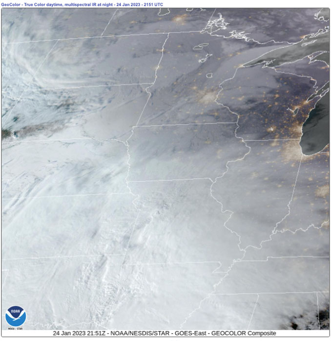 NOAA satellite GOES-East Jan. 24, 2023 at 3:51 PM (SOURCE: NOAA NWS)