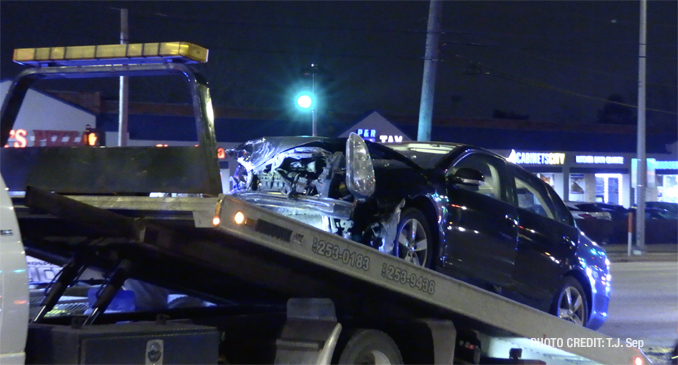 Crash scene at Algonquin Road and Busse Road on Friday, January 6, 2023 (PHOTO CREDIT: T.J. Sep)