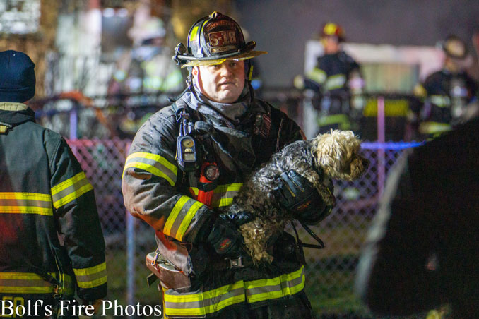 Skokie Fire Department Squad 18's crew was connected to work involving a dog rescue at an extra alarm apartment fire near Noel Street and Margail Avenue in Des Plaines (Jimmy Bolf/Bolf's Fire Photos)