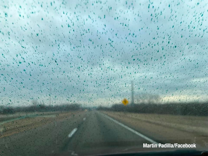 Specks of debris on the windshield of a vehicle on Interstate 80 near LaSalle (PHOTO CREDIT: Martin Padilla/Facebook)