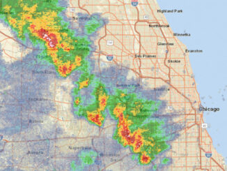 Strong thunderstorms moving northeast at 2:19 p.m. Tuesday, January 3, 2023 (SOURCE: NWS Chicago)