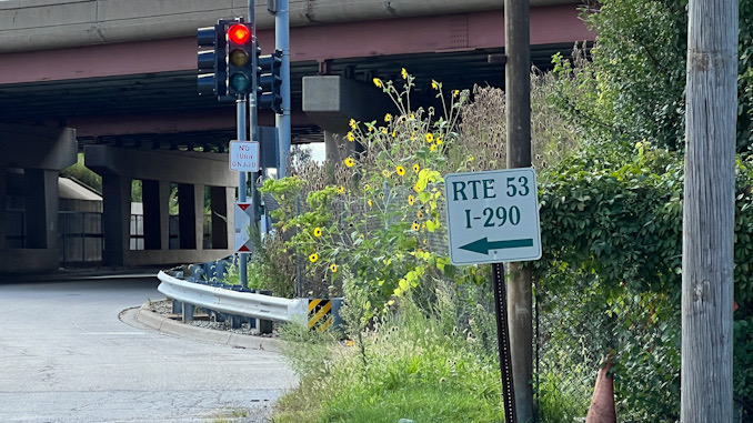Route 53 overpass near the far northwest corner of the Arlington Park property on September 6, 2022.