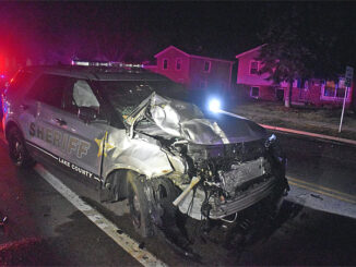 Lake County Sheriff's Office SUV Crash in Waukegan after driver of a pickup truck blew a stop sign (SOURCE: Lake County Sheriff's Office)