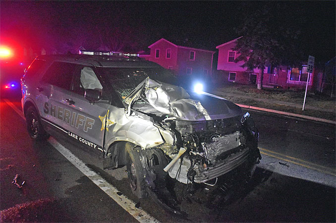 Lake County Sheriff's Office SUV Crash in Waukegan after driver of a pickup truck blew a stop sign (SOURCE: Lake County Sheriff's Office)